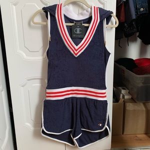 Navy Blue Champion Velvet Jumper